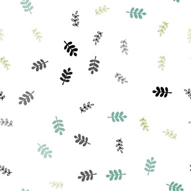 Açık yeşil, sarı vektör sorunsuz doodle düzen yaprakları ile. Renkli resimde doodle tarzı yaprakları ile. Tekstil, kumaş, duvar kağıtları için tasarım.
