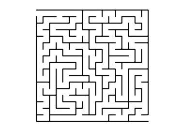 Beyaz vektör doku ile siyah bir labirent oyunu. Beyaz bir arka plan üzerinde basit bir tarzda dizayn labirent. Çocuk kitapları, dergiler için desen.