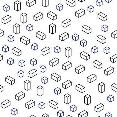 Koyu mavi kare tarzı kesintisiz, izometrik desen vektör. Dikdörtgenler renkli gradyan ile arka plan üzerinde. Doku pencere panjur, perdeler için.