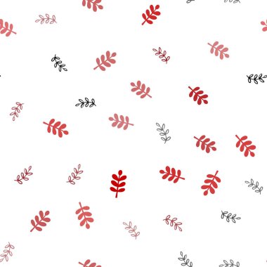 Koyu kırmızı vektör sorunsuz doodle arka plan yaprakları ile. Glitter soyut illüstrasyon ile doodles ve bırakır. Tasarım için duvar kağıdı, kumaş üreticileri.