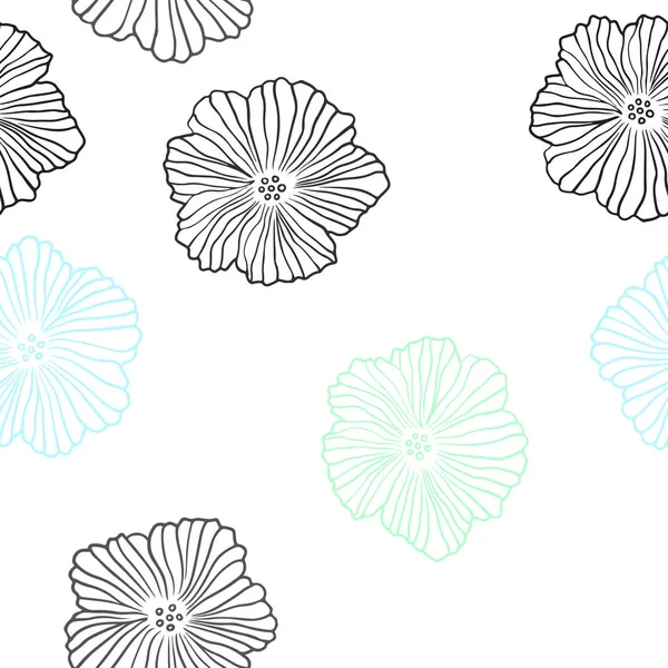 Hellblauer Grüner Vektor Nahtloser Doodle Hintergrund Mit Blumen Blumen Natürlichem — Stockvektor