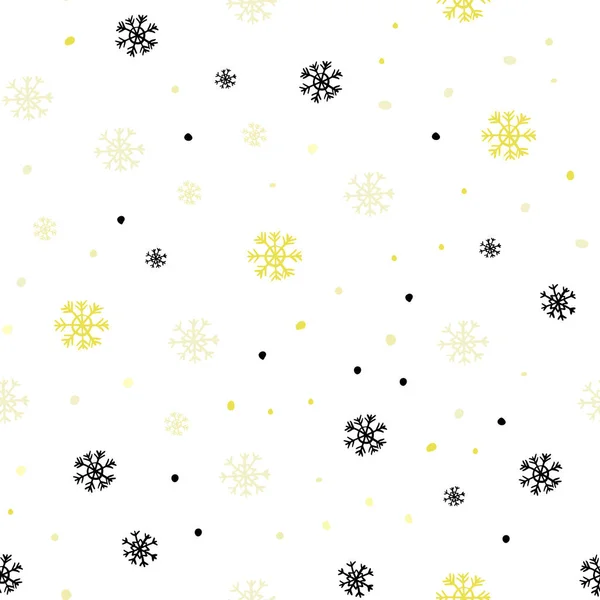 Světle Žlutá Vektor Bezproblémové Šablona Led Sněhové Vločky Zářivé Barevné — Stockový vektor