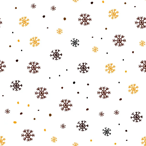 Dark Orange Vector Seamless Texture Colored Snowflakes Shining Colorful Illustration — Stock Vector
