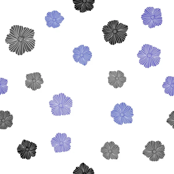 Light Pink Blue Vector Seamless Doodle Background Flowers Doodle Illustration — Stock Vector