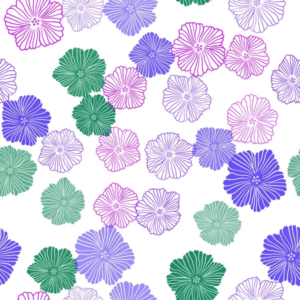 Dunkelrosa Blaues Vektornahtloses Doodle Muster Mit Blumen Skizzenhafte Kritzelblumen Auf — Stockvektor