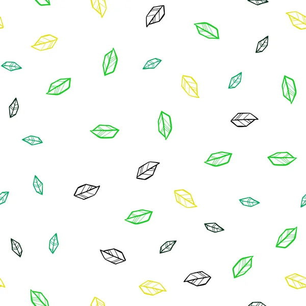 深蓝色 绿色矢量无缝涂鸦背景与叶子 在模糊的抽象背景上的叶子与梯度 网站模板 — 图库矢量图片