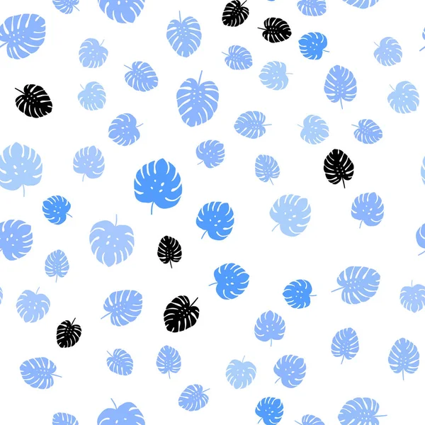 Hellblaues Vektornahtloses Doodle Muster Mit Blättern Brandneue Farbige Illustration Verschwommenem — Stockvektor