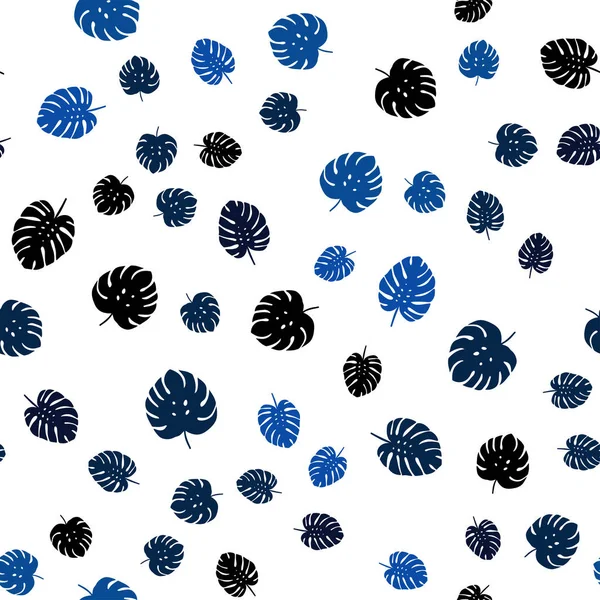 Vetor Azul Escuro Sem Costura Fundo Doodle Com Folhas Doodle —  Vetores de Stock