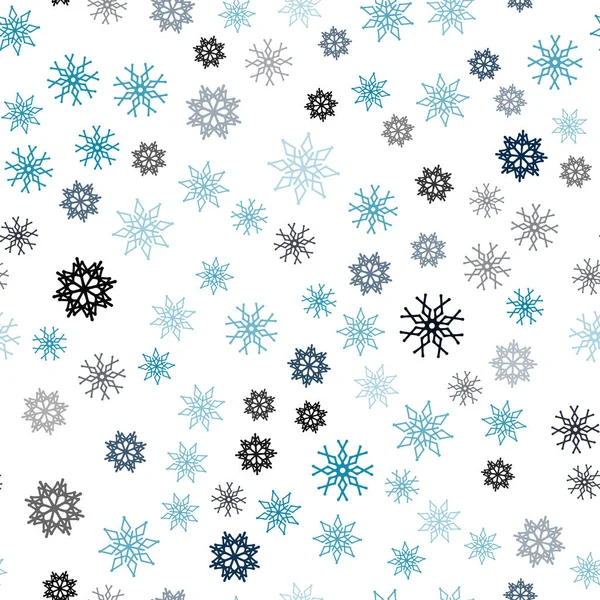 Dark Blue Vector Seamless Template Ice Snowflakes Decorative Shining Illustration — Stock Vector