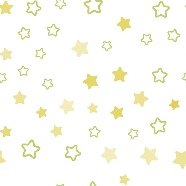 Verde Claro Vector Amarillo Diseño Sin Costuras Con Estrellas Brillantes — Archivo Imágenes Vectoriales