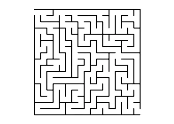 Modelo Vetor Branco Com Labirinto Preto Quebra Cabeça Labirinto Preto — Vetor de Stock
