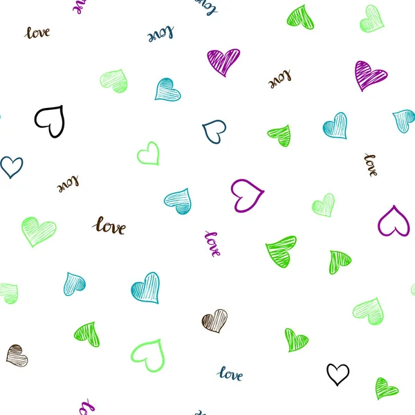 Motif Vectoriel Multicolore Foncé Sans Couture Avec Phrase Love You — Image vectorielle