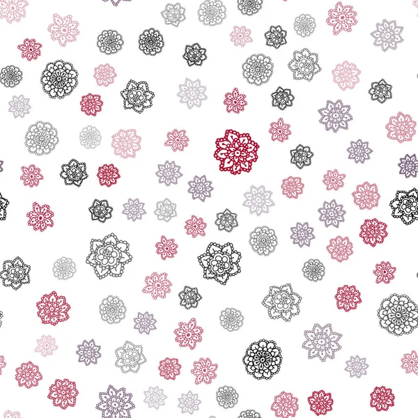 Light Pink Red Vector Seamless Cover Beautiful Snowflakes Blurred Decorative — Stock Vector