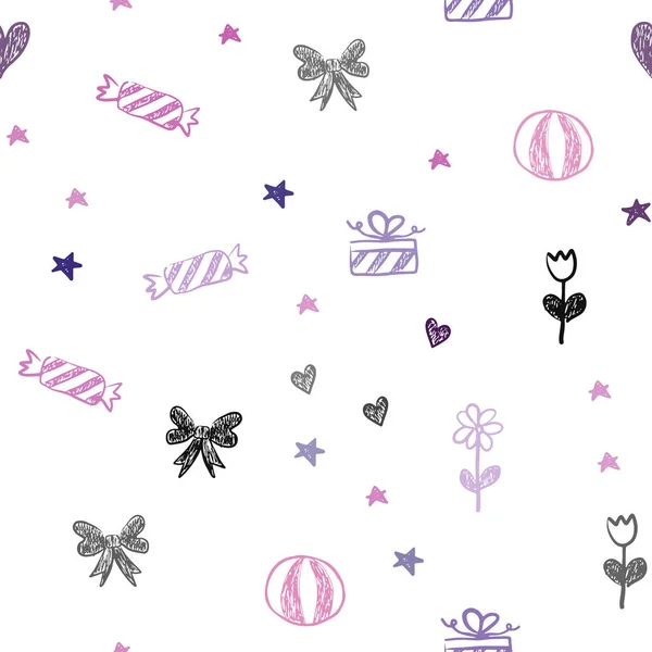Светло Фиолетовый Вектор Швов Новогоднем Стиле Дизайн Стиле Xmas Сердцем — стоковый вектор