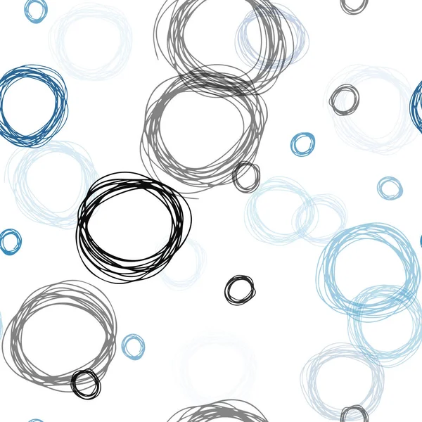 光の青いベクトル円図形とシームレスなレイアウト 自然スタイルの色の泡と抽象的なイラスト テキスタイル ファブリック 壁紙デザイン — ストックベクタ
