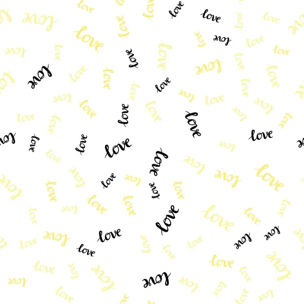 Light Yellow Vector Seamless Texture Words Love You Illustration Phrase — Stock Vector