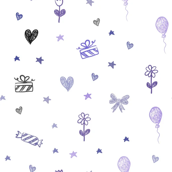 Темно Фиолетовая Векторная Текстура Стиле Дня Рождения Красочная Иллюстрация Сердцем — стоковый вектор