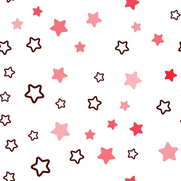 美しい星の光赤ベクトル シームレスなテクスチャです キラキラ星の色と抽象的なイラスト ファブリック 壁紙のデザインのパターン — ストックベクタ