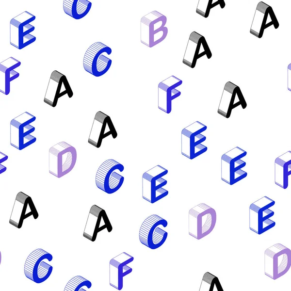 Licht Roze Blauw Vector Naadloze Sjabloon Met Geïsoleerde Letters Kleurrijke — Stockvector