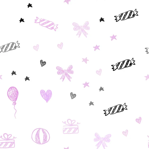 Светло Розовый Вектор Бесшовный Шаблон Стиле Карнавала Цветным Сердцем Балахоном — стоковый вектор