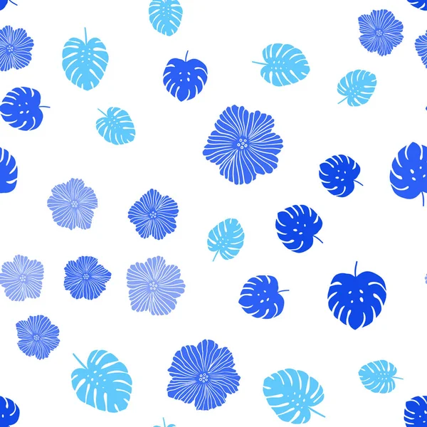 Ljus Blå Vektor Sömlös Abstrakt Bakgrund Med Blommor Blad Färgglad — Stock vektor