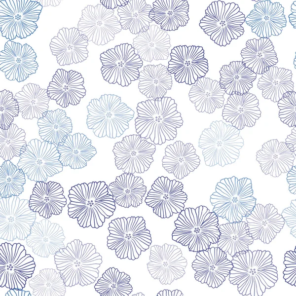 Light Blue Vector Seamless Doodle Backdrop Flowers Brand New Colored — Stock Vector