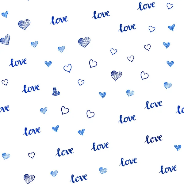 Dark Blue Vecteur Fond Sans Couture Avec Des Mots Amour — Image vectorielle