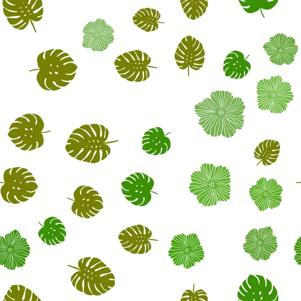 Hellgrüne Vektor Nahtlose Abstrakte Muster Mit Blumen Blättern Eine Elegante — Stockvektor