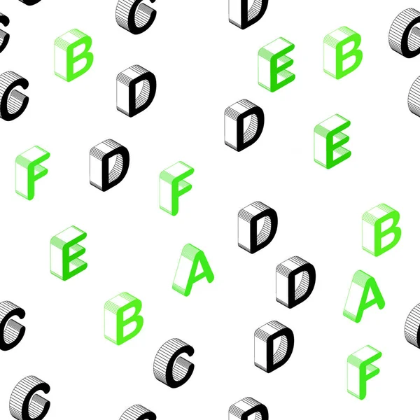 英語記号ライト緑ベクトルのシームレスな背景 Abc シンボルの抽象的なイラスト 窓のブラインド カーテンのためのテクスチャ — ストックベクタ