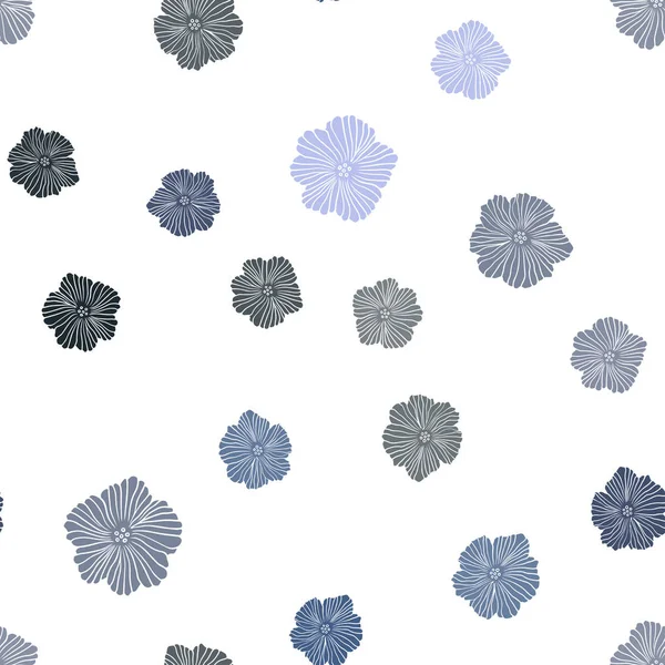 Темно Фіолетовий Вектор Безшовний Абстрактний Дизайн Квітами Квіти Каракулі Білому — стоковий вектор