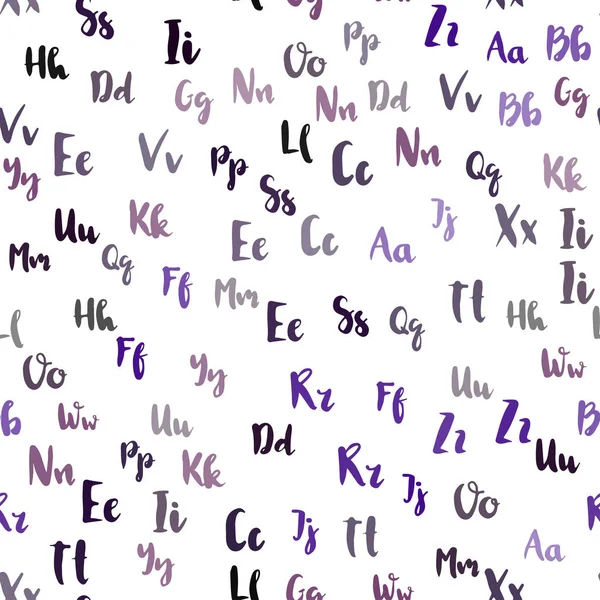 紫光のベクトルのアルファベットの記号でシームレスな背景 着色されたラテン系のアルファベットの抽象的なイラスト トレンディなファブリック 壁紙のパターン — ストックベクタ