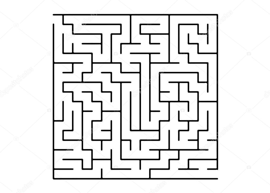 White vector texture with a black maze, game. Abstract illustration with maze on a white background. Pattern for leisure tasks, games.