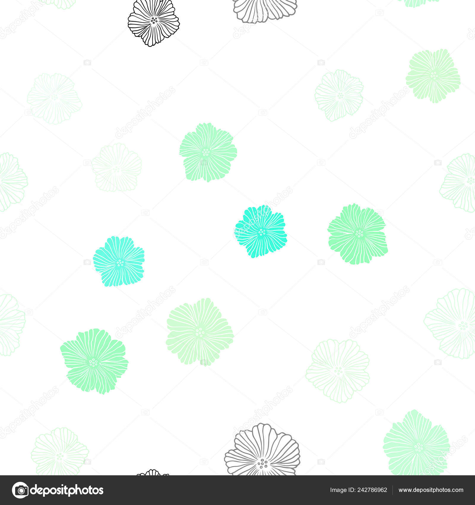 浅绿色向量无缝自然背景与花白色背景上的素描涂鸦花时尚面料壁纸的图案 图库矢量图像 C Smaria 浅绿色向量无缝自然背景与花白色背景上的素描涂鸦花时尚面料壁纸的图案 图库矢量图像 C Smaria