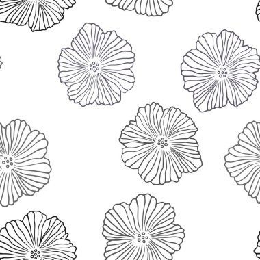 Koyu pembe, mavi çiçekli sorunsuz doodle arka plan vektör. Çiçekler beyaz arka plan üzerinde gradyan ile. Tekstil, kumaş, duvar kağıtları için tasarım.