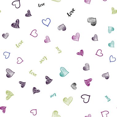 Karanlık çok renkli vektör ifade Love You, kalpleri ile seamless modeli. Resimde ifade Love You, Sevgililer günü için kalp ile. Kartvizit, Web siteleri için şablon.