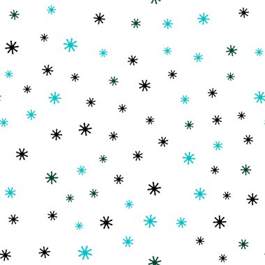 Açık mavi, yeşil vektör sorunsuz arka plan xmas kar taneleri ile. Kar Noel tarzı ile parlayan renkli resimde. Desen için modaya uygun Kumaş, duvar kağıtları.