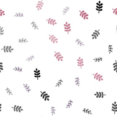 Koyu pembe, kırmızı yaprakları ile sorunsuz doodle doku vektör. Doodle tarzı yaprakları ile yeni renkli resimde. Desen için modaya uygun Kumaş, duvar kağıtları.