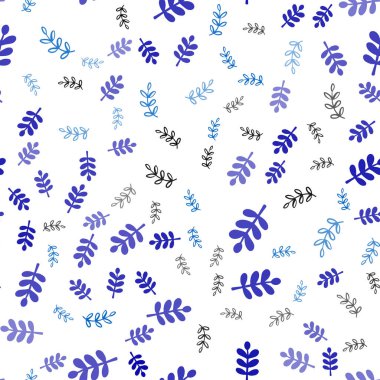 Koyu mavi vektör yapraklar, dallar ile sorunsuz doodle düzeni. Yaprakları ve dalları ile yeni renkli resimde. Desen için modaya uygun Kumaş, duvar kağıtları.