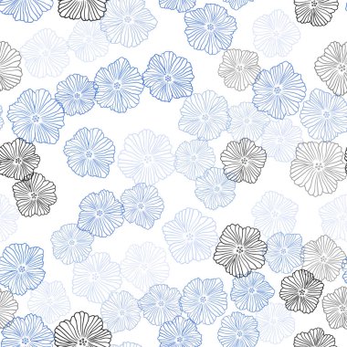 Hafif pembe çiçekli mavi vektör sorunsuz doodle arka plan. Beyaz arka plan üzerinde doğal tarzı çiçeklenir. Tekstil, kumaş, duvar kağıtları için tasarım.