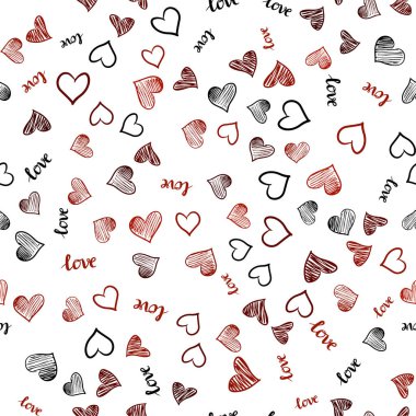 Koyu kırmızı vektör ifade Love You, kalpleri ile sorunsuz zemin. Romantik illüstrasyon renkli ifade Love You, kalpleri ile. Desen için modaya uygun Kumaş, duvar kağıtları.