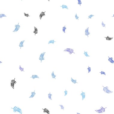 Pembe ışık, vektör sorunsuz doodle şablon yaprakları ile mavi. Zarif bir parlak örnek yaprakları doğal tarzı ile. Tekstil, kumaş, duvar kağıtları için tasarım.