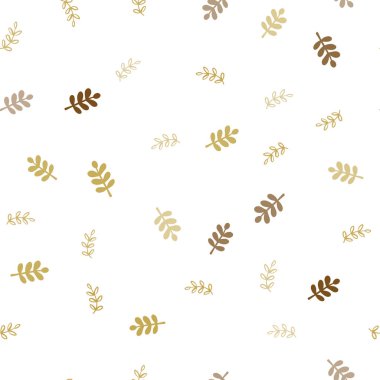 Koyu sarı vektör sorunsuz doodle desen yaprakları ile. Renkli resimde doodle tarzı yaprakları ile. Kartvizit, Web siteleri için şablon.