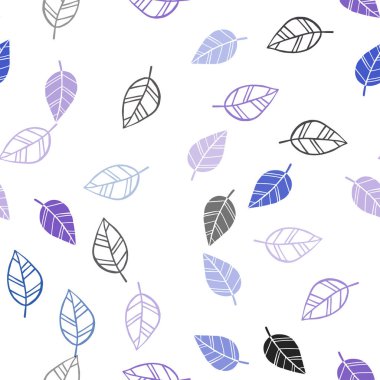 Koyu pembe, mavi vektör sorunsuz doodle desenle bırakır. Belirsiz bir soyut illüstrasyon yaprakları karalamalar tarzı ile. Desen tasarım kumaş, duvar kağıtları.