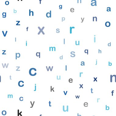 Hafif mavi vektör Abc sembolleri ile seamless modeli. Beyaz arka plan üzerinde gradyan ile renkli alfabetik işaretler. Desen için modaya uygun Kumaş, duvar kağıtları.