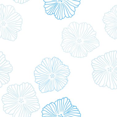 Hafif mavi vektör çiçek ile seamless zarif modeli. Beyaz arka plan üzerinde doğal tarzı çiçeklenir. Tekstil, kumaş, duvar kağıtları için tasarım.