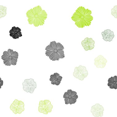 Işık yeşil vektör sorunsuz doodle zemin çiçek ile. Beyaz arka plan üzerinde doğal tarzı çiçeklenir. Tasarım için duvar kağıdı, kumaş üreticileri.