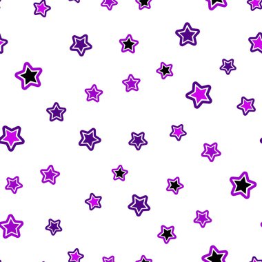 Koyu mor, pembe küçük ve büyük yıldız ile sorunsuz kapak vektör. Yıldız ile basit tarzda bulanık dekoratif tasarım. Desen için modaya uygun Kumaş, duvar kağıtları.
