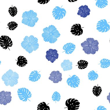 Hafif mavi vektör çiçekli, yaprakları sorunsuz arka plan. İllüstrasyon soyut şablonundaki karalamalar ile. Kartvizit, Web siteleri için şablon.