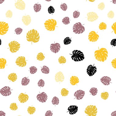 Pembe ışık, vektör sorunsuz doodle şablon yaprakları ile sarı. bulanık arka plan gradyan ile yapraklarda. Kartvizit, Web siteleri için şablon.