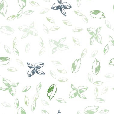 Açık yeşil, sarı vektör sorunsuz doodle zemin yaprakları ile. Parlayan illüstrasyon karalama stilinde yaprakları ile renkli. Desen tasarım pencere panjur, perdeler.